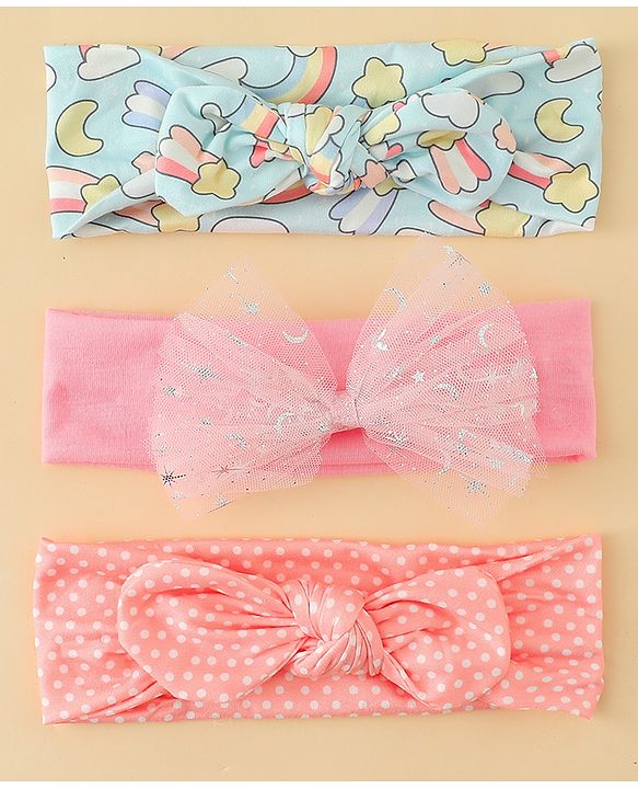 Babyhug Headbands With Bow Applique Pack of 3 - Multicolor