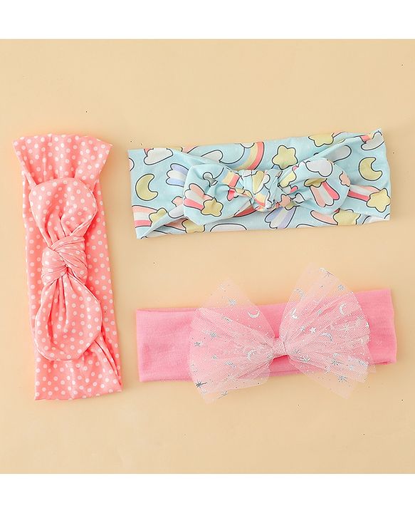 Babyhug Headbands With Bow Applique Pack of 3 - Multicolor
