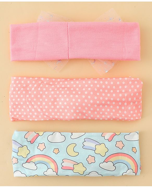 Babyhug Headbands With Bow Applique Pack of 3 - Multicolor