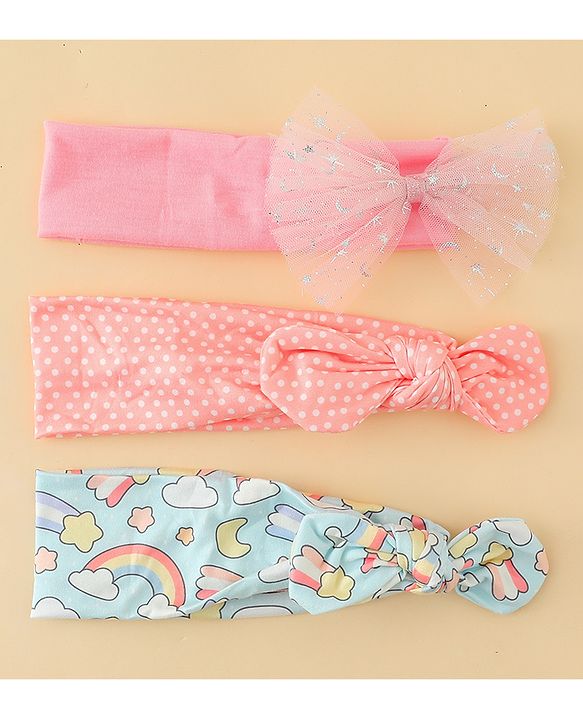 Babyhug Headbands With Bow Applique Pack of 3 - Multicolor