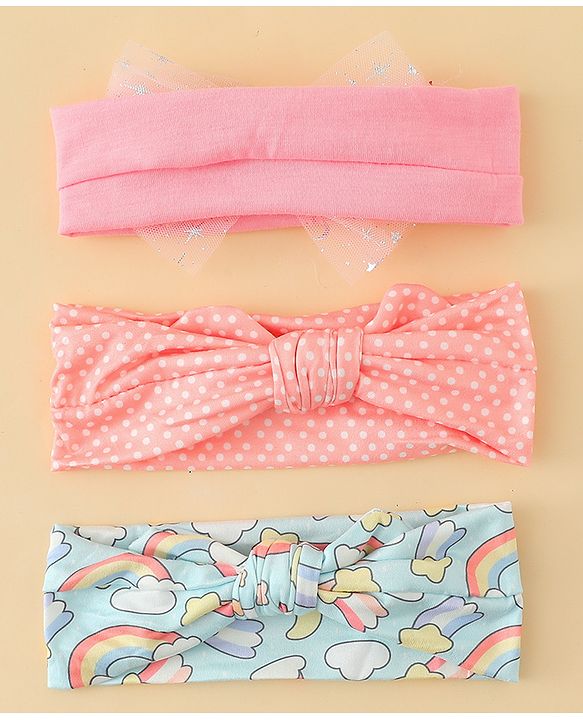 Babyhug Headbands With Bow Applique Pack of 3 - Multicolor