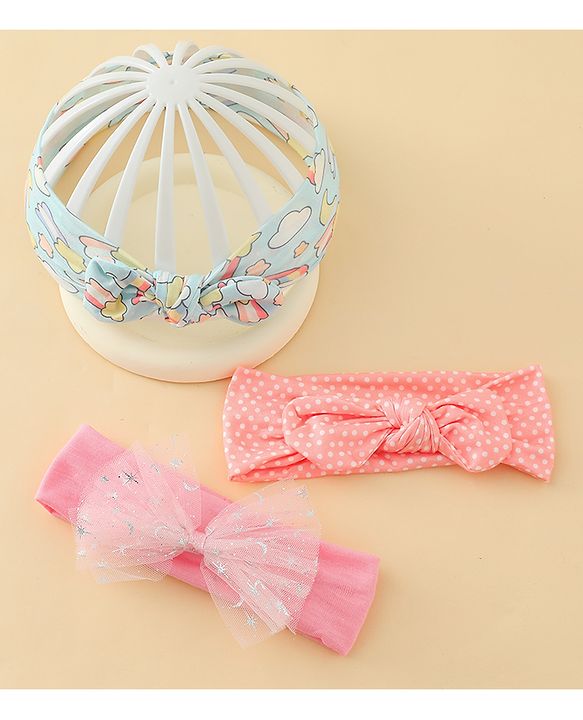 Babyhug Headbands With Bow Applique Pack of 3 - Multicolor