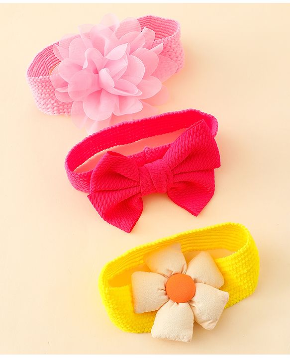 Babyhug Headbands With Bow & Floral Applique Pack of 3 - Multicolor