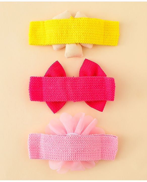 Babyhug Headbands With Bow & Floral Applique Pack of 3 - Multicolor