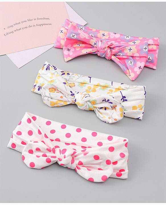 Babyhug Headbands With Bow Applique Pack of 3 - Multicolor
