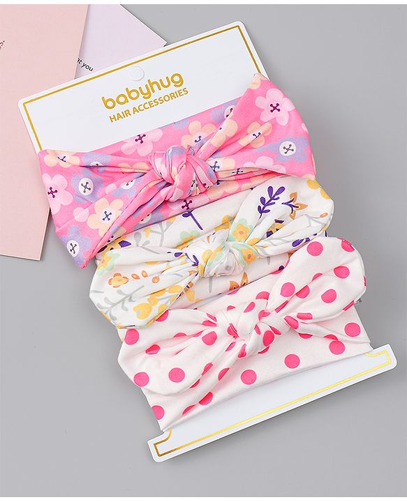 Babyhug Headbands With Bow Applique Pack of 3 - Multicolor