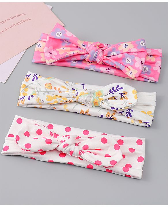 Babyhug Headbands With Bow Applique Pack of 3 - Multicolor