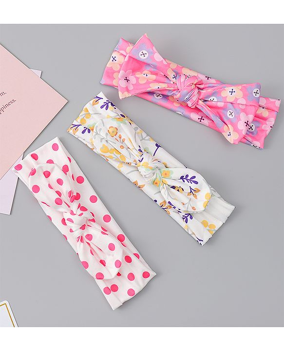 Babyhug Headbands With Bow Applique Pack of 3 - Multicolor