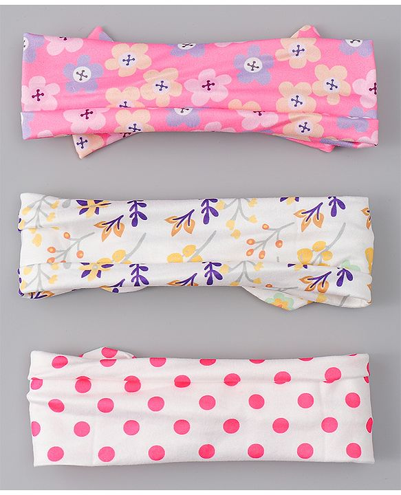 Babyhug Headbands With Bow Applique Pack of 3 - Multicolor