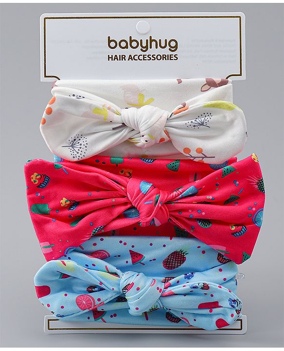 Babyhug Headbands With Bow Applique Pack of 3 - Multicolor