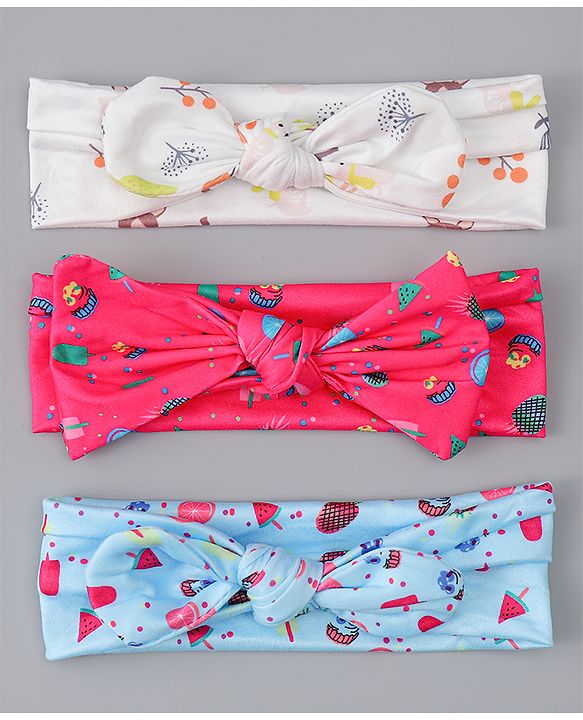 Babyhug Headbands With Bow Applique Pack of 3 - Multicolor