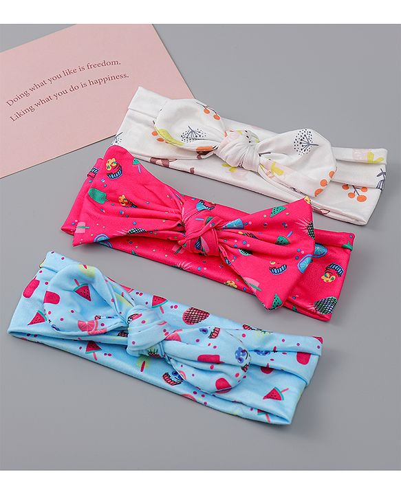 Babyhug Headbands With Bow Applique Pack of 3 - Multicolor