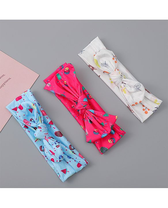 Babyhug Headbands With Bow Applique Pack of 3 - Multicolor