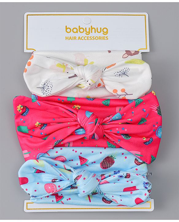 Babyhug Headbands With Bow Applique Pack of 3 - Multicolor