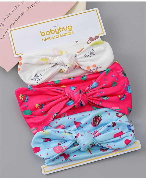 Babyhug Headbands With Bow Applique Pack of 3 - Multicolor