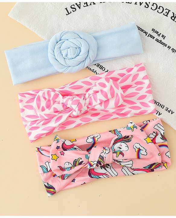 Babyhug Headbands With Bow & Floral Applique Pack of 3 - Multicolor