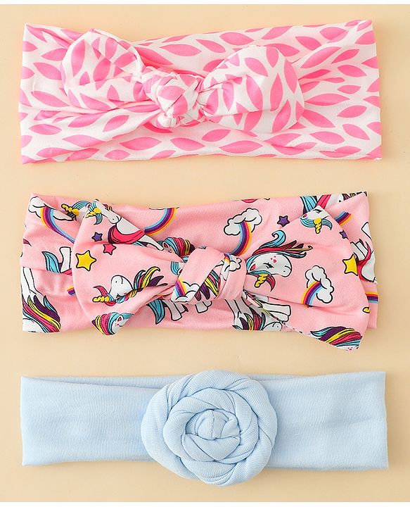 Babyhug Headbands With Bow & Floral Applique Pack of 3 - Multicolor
