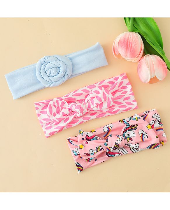 Babyhug Headbands With Bow & Floral Applique Pack of 3 - Multicolor
