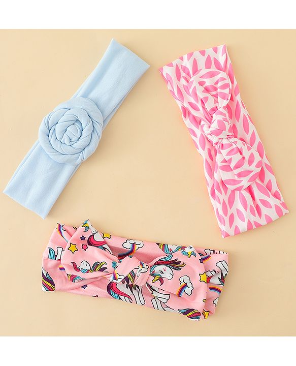 Babyhug Headbands With Bow & Floral Applique Pack of 3 - Multicolor