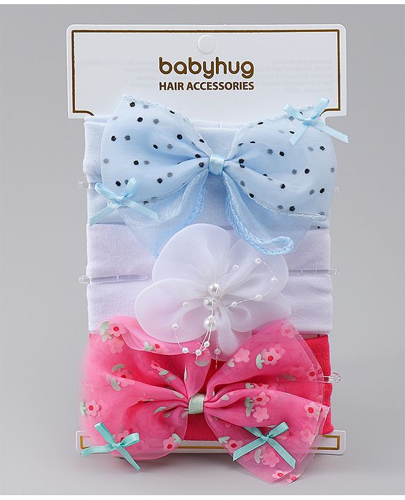 Babyhug Headbands With Bow & Floral Applique Pack of 3 - Multicolor