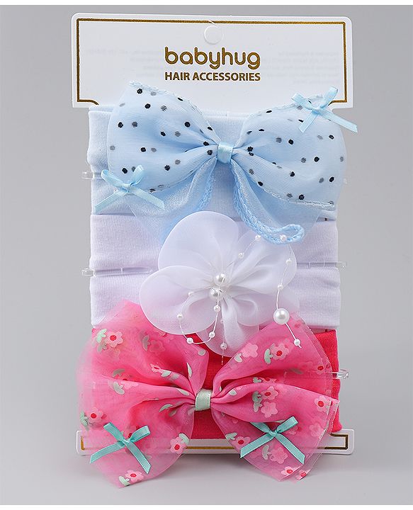 Babyhug Headbands With Bow & Floral Applique Pack of 3 - Multicolor