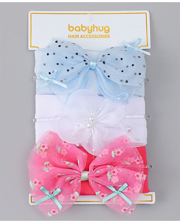 Babyhug Headbands With Bow & Floral Applique Pack of 3 - Multicolor