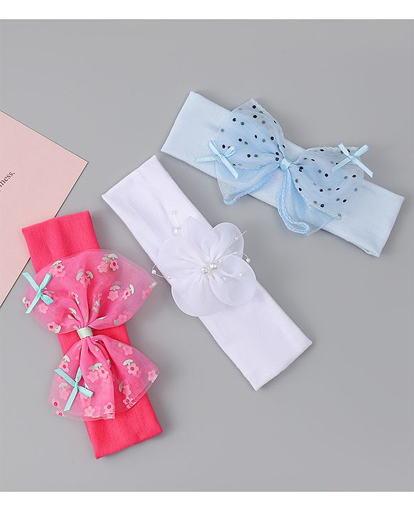 Babyhug Headbands With Bow & Floral Applique Pack of 3 - Multicolor
