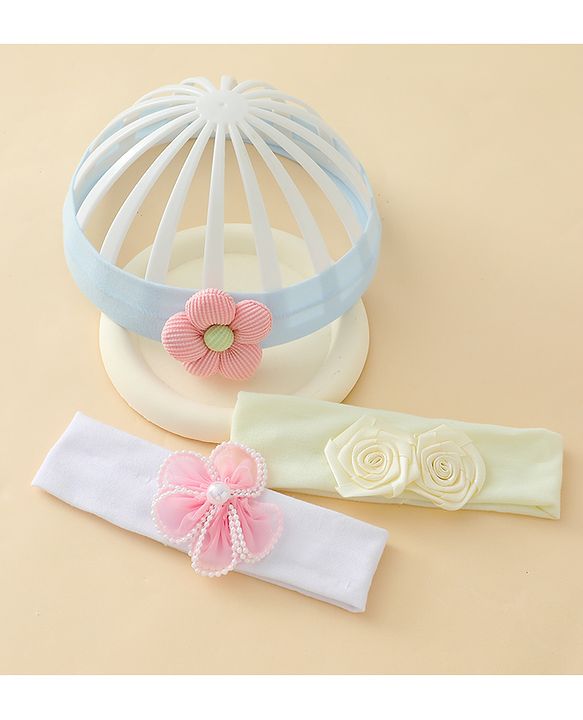 Babyhug Headbands With Floral Applique Pack of 3 - Multicolor