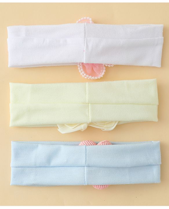 Babyhug Headbands With Floral Applique Pack of 3 - Multicolor