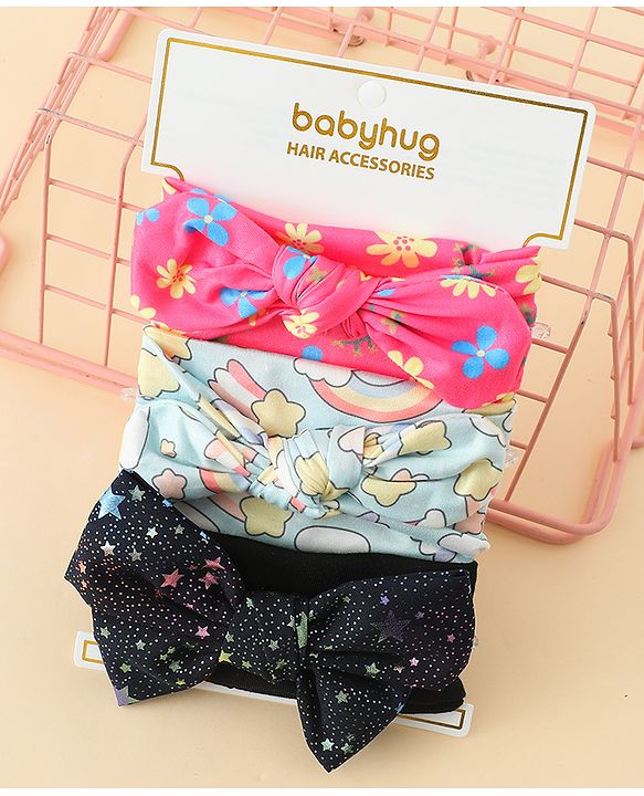 Babyhug Headbands With Bow Applique Pack of 3 - Multicolor