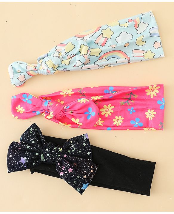 Babyhug Headbands With Bow Applique Pack of 3 - Multicolor
