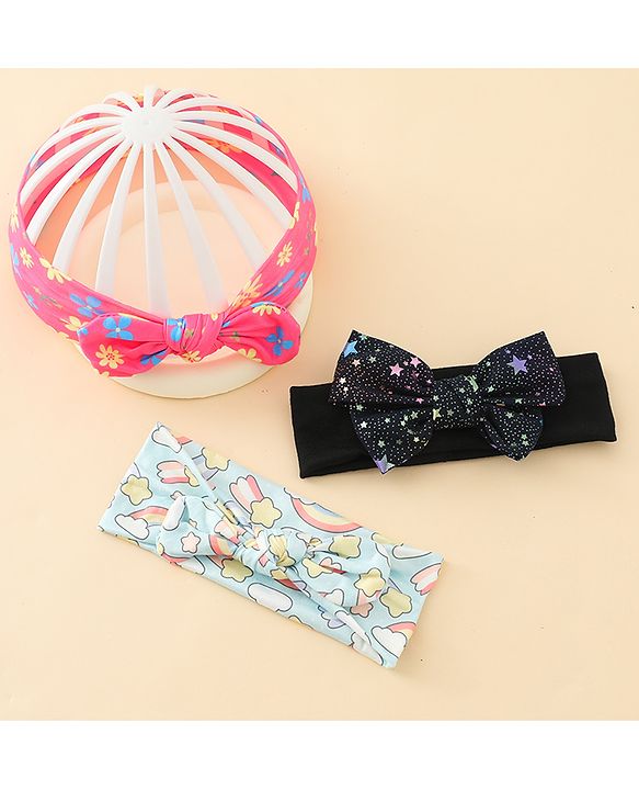 Babyhug Headbands With Bow Applique Pack of 3 - Multicolor