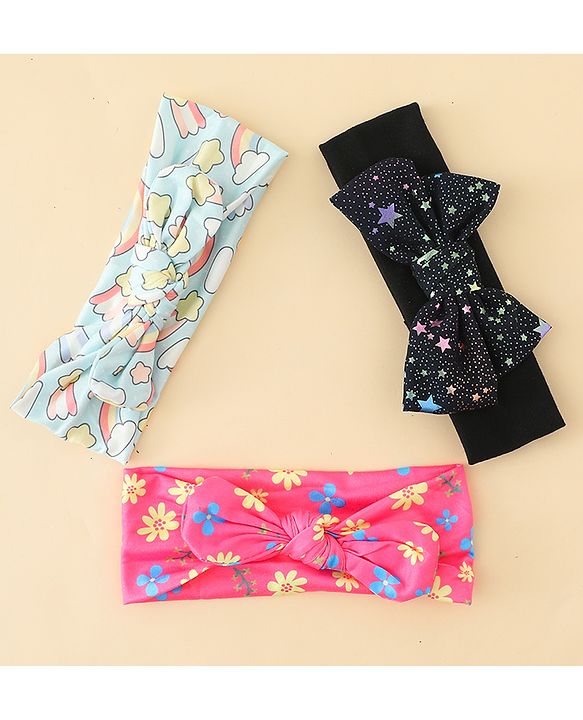 Babyhug Headbands With Bow Applique Pack of 3 - Multicolor