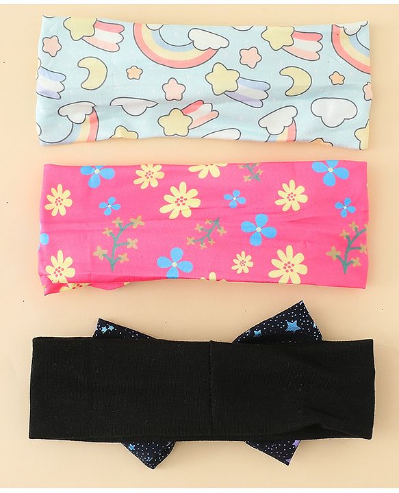 Babyhug Headbands With Bow Applique Pack of 3 - Multicolor
