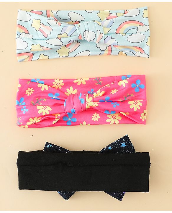 Babyhug Headbands With Bow Applique Pack of 3 - Multicolor