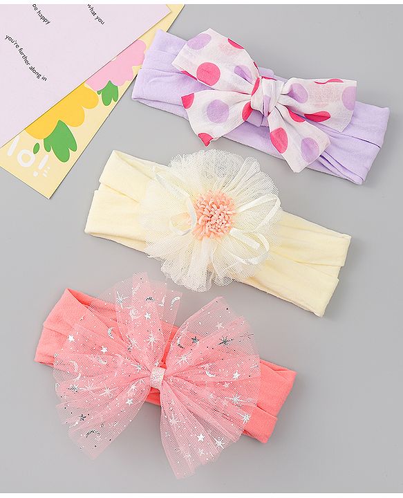 Babyhug Headbands With Bow & Floral Applique Pack of 3 - Multicolor