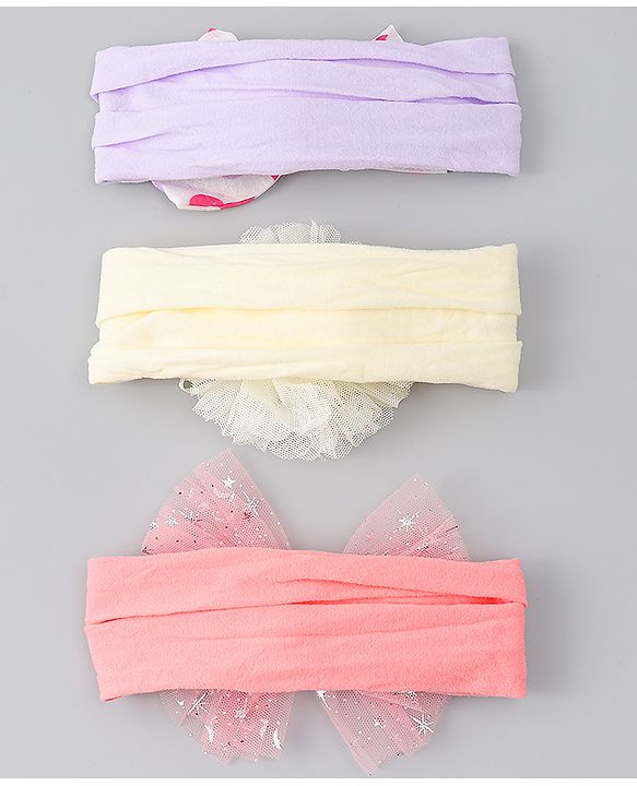 Babyhug Headbands With Bow & Floral Applique Pack of 3 - Multicolor