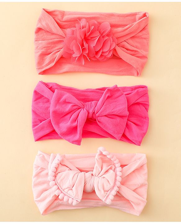 Babyhug Headbands With Bow & Floral Applique Pack of 3 - Multicolor