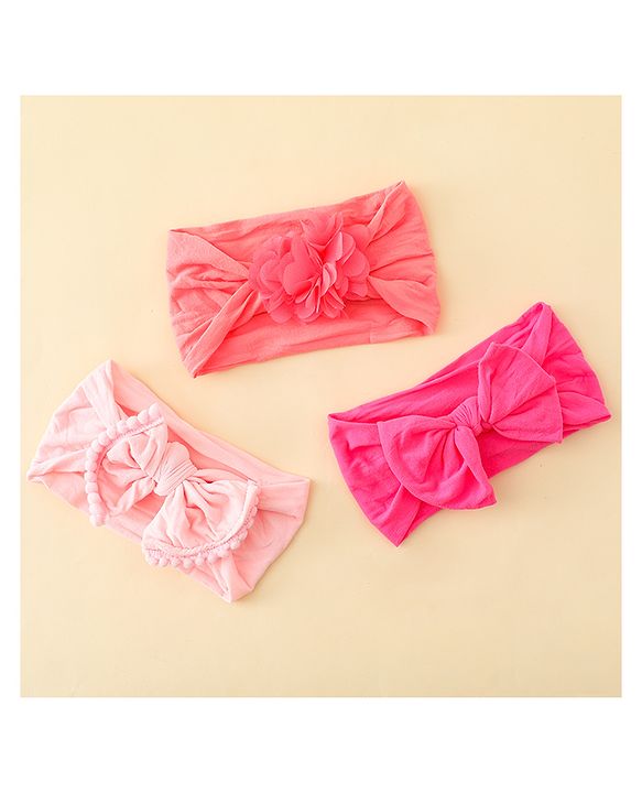 Babyhug Headbands With Bow & Floral Applique Pack of 3 - Multicolor