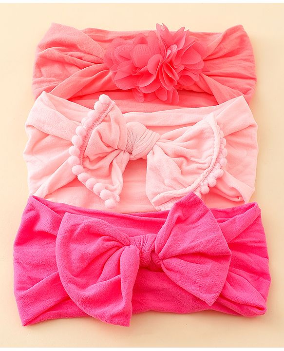Babyhug Headbands With Bow & Floral Applique Pack of 3 - Multicolor