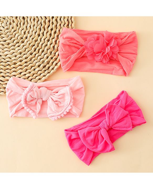 Babyhug Headbands With Bow & Floral Applique Pack of 3 - Multicolor