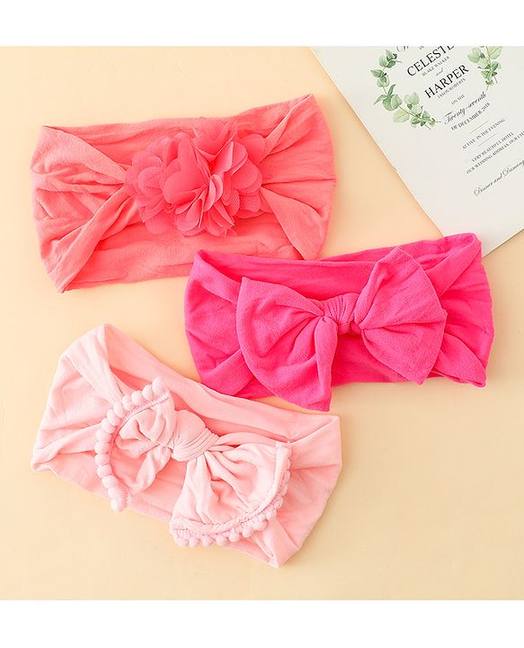 Babyhug Headbands With Bow & Floral Applique Pack of 3 - Multicolor