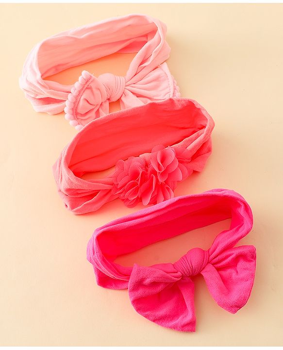 Babyhug Headbands With Bow & Floral Applique Pack of 3 - Multicolor