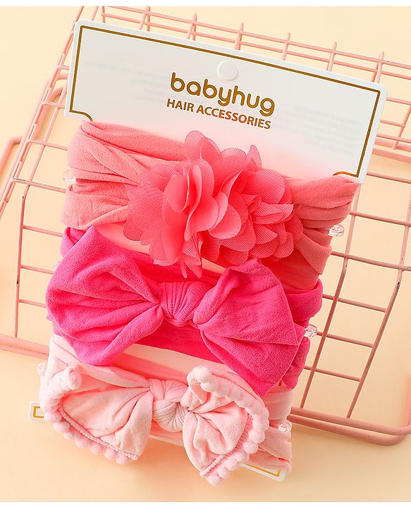 Babyhug Headbands With Bow & Floral Applique Pack of 3 - Multicolor