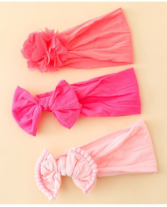 Babyhug Headbands With Bow & Floral Applique Pack of 3 - Multicolor