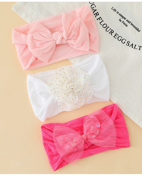 Babyhug Headbands With Bow & Floral Applique Pack of 3 - Multicolor