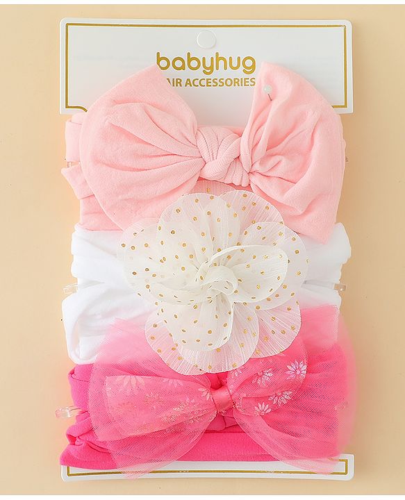 Babyhug Headbands With Bow & Floral Applique Pack of 3 - Multicolor
