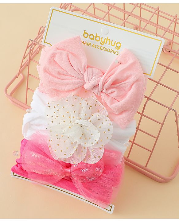 Babyhug Headbands With Bow & Floral Applique Pack of 3 - Multicolor