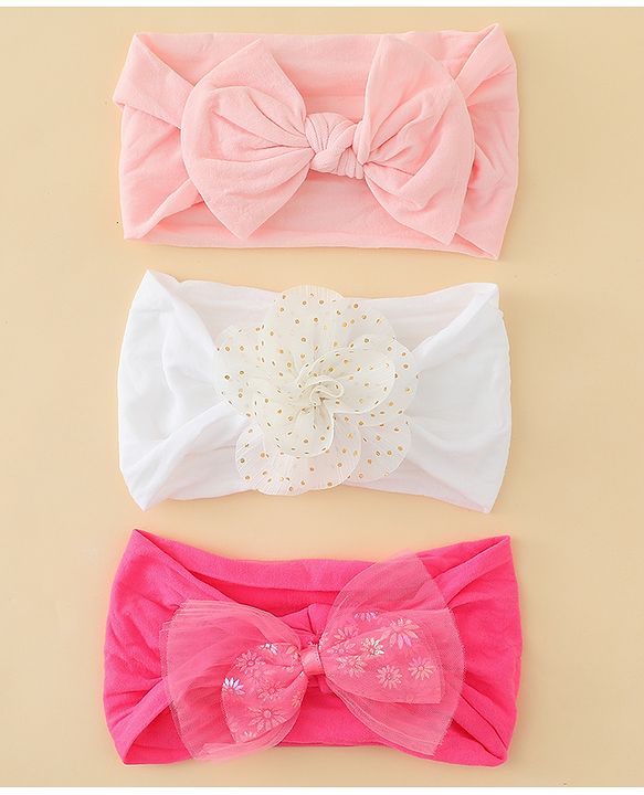 Babyhug Headbands With Bow & Floral Applique Pack of 3 - Multicolor
