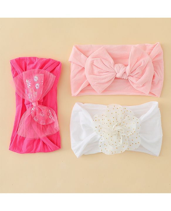 Babyhug Headbands With Bow & Floral Applique Pack of 3 - Multicolor